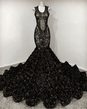 Load image into Gallery viewer, Black Sequin Mermaid African American Prom Dresses