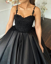 Load image into Gallery viewer, Black Satin Wedding Dresses