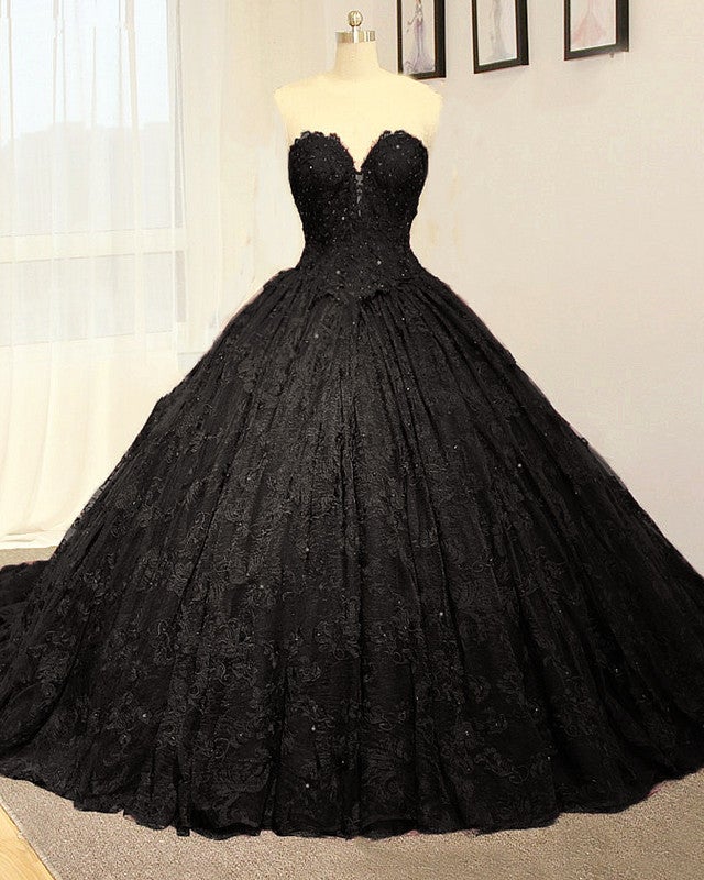 Black Sweetheart Lace Wedding Dresses Ball Gown Black Sweetheart Lace Wedding Dresses Ball Gown
