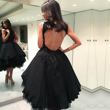 Load image into Gallery viewer, Black Tulle Ball Gowns Homecoming Dresses Open Back