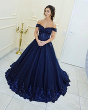 Load image into Gallery viewer, Navy-Blue-Prom-Dress-Ball-Gowns-Quinceanera-Dresses