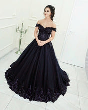 Load image into Gallery viewer, Wedding-Dresses-Black-Lace-Ball-Gowns
