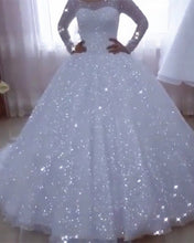 Load image into Gallery viewer, Long Sleeve Sequin Wedding Dress
