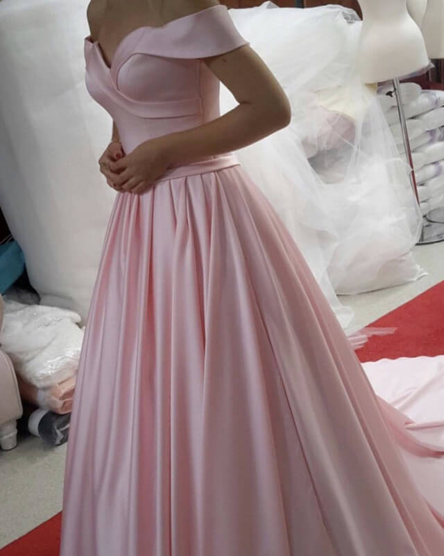 Blush Pink Prom Dresses Long Satin Front Slit Evening Gowns Blush Pink Prom Dresses Long Satin Front Slit Evening Gowns