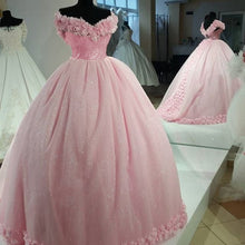 Load image into Gallery viewer, Blush Pink Wedding Dresses Ball Gowns With Flowers