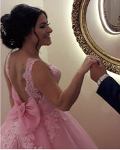 Load image into Gallery viewer, Blush Pink Wedding Dresses Tulle Ball Gown With Bow