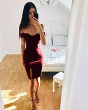Load image into Gallery viewer, Burgundy Bodycon Homecoming Dresses 2019