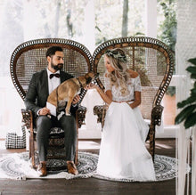 Load image into Gallery viewer, Boho Chic Lace Crop Chiffon Wedding Dresses Two Piece