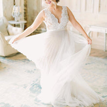 Load image into Gallery viewer, Plus-Size-Wedding-Gowns-Lace-Cap-Sleeves