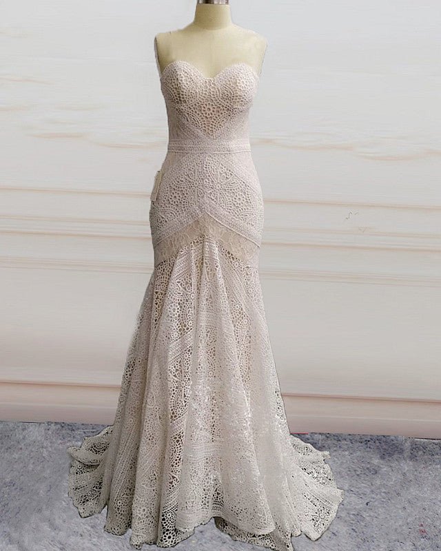 princess polly baby blue dress Boho Mermaid Wedding Dresses Lace Sweetheart Removable Straps – alinanova