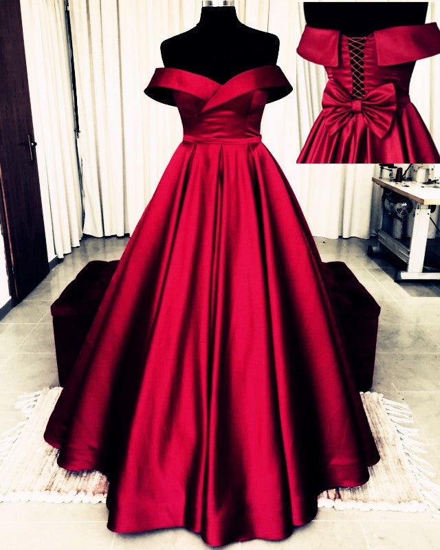 Bow Back Prom Dresses Ball Gowns Off The Shoulder – alinanova