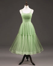 Load image into Gallery viewer, A-line Sage Green Tulle Midi Dress