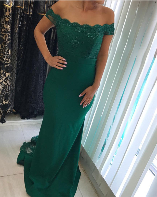 mermaid prom dresses 2018 Pearl Pink V-neck Mermaid Off-the-shoulder Prom Dresses