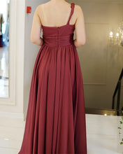 Load image into Gallery viewer, Sexy One Shoulder Bridesmaid Dresses Leg Split