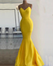 Load image into Gallery viewer, Bright Yellow Mermaid Satin Dresses