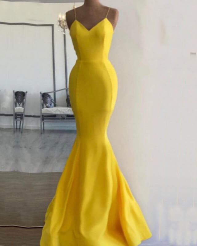 Bright Yellow Mermaid Satin Dresses Bright Yellow Mermaid Satin Dresses