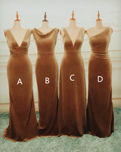 Load image into Gallery viewer, Brown Velvet Bridesmaid Dresses