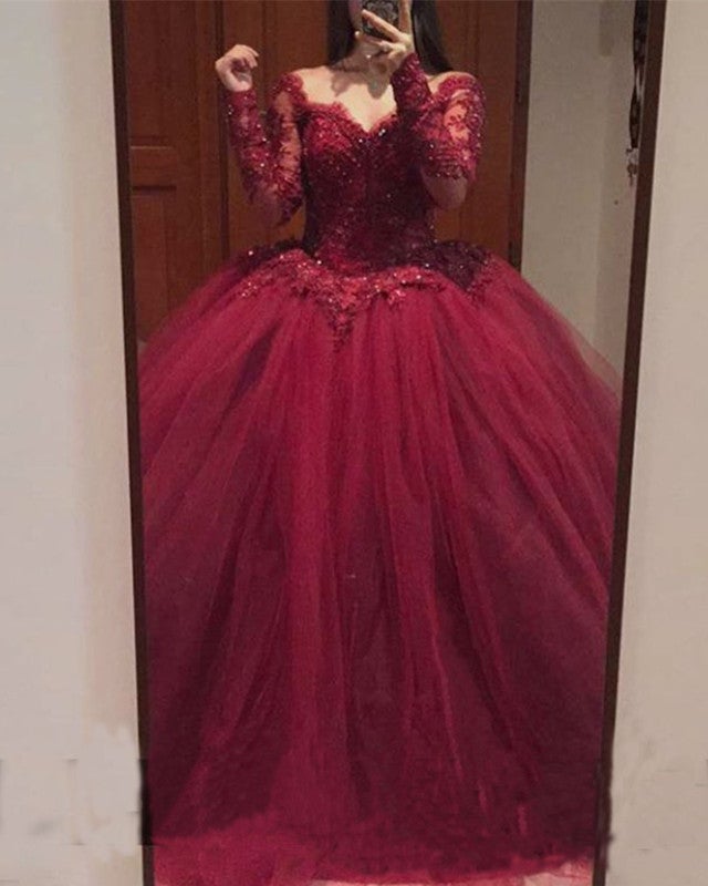 Long sleeve burgundy quinceanera dresses shop