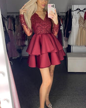Load image into Gallery viewer, Burgundy Homecoming Dresses With Sleeves