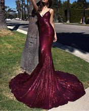 Load image into Gallery viewer, Long-Open-Back-Evening-Dresses-Mermaid-Prom-Dresses-Sexy