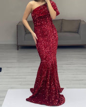 Load image into Gallery viewer, Mermaid Sequin One Shoulder Dress