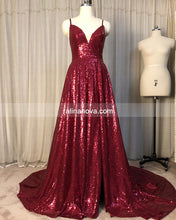Load image into Gallery viewer, Sequin Prom Dresses With Slit
