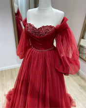 Load image into Gallery viewer, Tulle Sweetheart Prom Dresses With Puff Sleeves