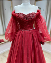 Load image into Gallery viewer, Tulle Sweetheart Prom Dresses With Puff Sleeves