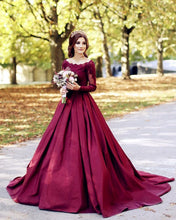 Load image into Gallery viewer, Wine Red Wedding Dress Long Sleeves
