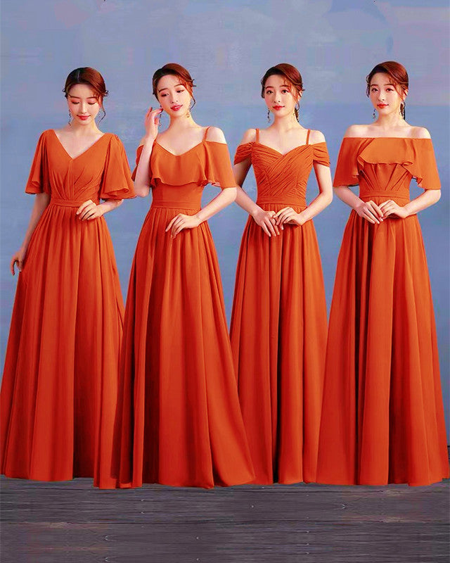 Burnt Orange Chiffon Bridesmaid Dresses Mismatched Burnt Orange Chiffon Bridesmaid Dresses Mismatched