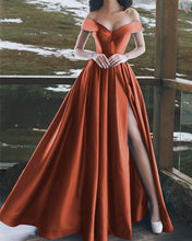 Load image into Gallery viewer, Burnt Oange Bridesmaid Dresses Satin