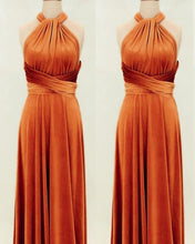 Load image into Gallery viewer, Burnt Orange Velvet Bridesmaid Dresses Multiway