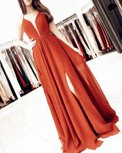 Load image into Gallery viewer, Burnt Orange Chiffon Split Dresses