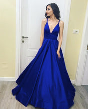 Load image into Gallery viewer, Charming V-neck Ball Gowns Prom Dress Floor Length Satin Evening Gown-alinanova