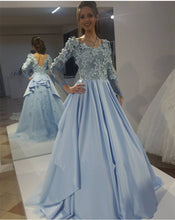 Load image into Gallery viewer, Chic Floral Lace V Neck Long Sleeves Formal Evening Gowns