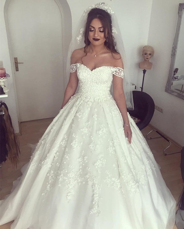 sweetheart off the shoulder ball gown wedding dress GL2591 | Sweetheart Off Shoulder Mermaid Wedding Gown