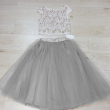 Load image into Gallery viewer, Chic Lace Crop Tea Length Prom Dresses Two Piece