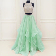 Load image into Gallery viewer, Chic Organza Ruffles Two Piece Prom Dresses With Sequins And Beads