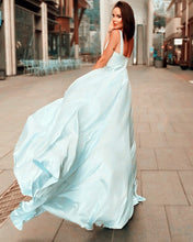 Load image into Gallery viewer, Chiffon Bridesmaid Dresses Plunge Neck Leg Slit