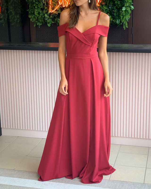 green emerald velvet dress Two-Piece Cold-Shoulder Prom Dress by La Femme Black / 00 main image 0