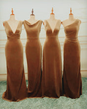 Load image into Gallery viewer, Copper Velvet Bridesmaid Dresses