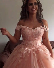 Load image into Gallery viewer, Coral Pink Tulle Wedding Dresses Ball Gown Lace Appliques-alinanova