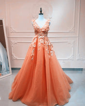 Load image into Gallery viewer, Coral Prom Dresses Long