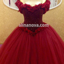 Load image into Gallery viewer, Beaded Sweetheart Corset Wedding Dresses Ball Gowns With Flowers