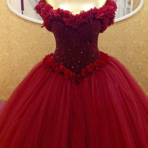 Crystal Beaded Sweetheart Bodice Corset Wedding Dresses Ball Gowns 2017 With Flower-alinanova