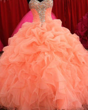 Load image into Gallery viewer, Coral Organza Ball gown Quinceanera Dress