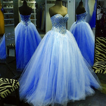 Load image into Gallery viewer, Crystal Beaded Sweetheart Tulle Ball Gowns Prom Quinceanera Dresses