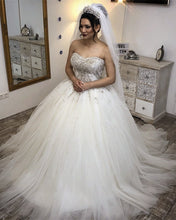 Load image into Gallery viewer, Crystal Beaded Sweetheart Tulle Wedding Dresses Ball Gowns-alinanova
