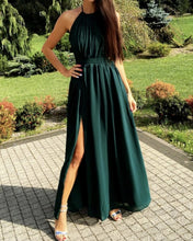 Load image into Gallery viewer, Hunter Green Bridesmaid Dresses Halter