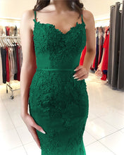 Load image into Gallery viewer, Emerald Green Lace Mermaid Prom Dresses 2020
